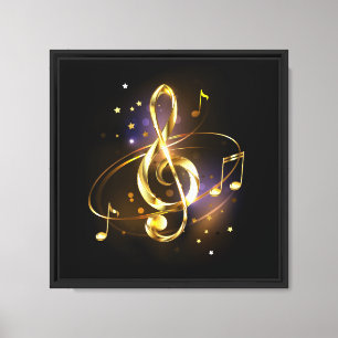 Lienzo Clef de sol de música dorada