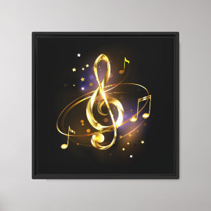 Lienzo Clef Musical de Triple Dorado