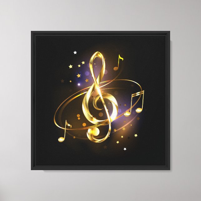 Lienzo Clef Musical de Triple Dorado (Anverso)