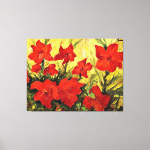 Lienzo Clematis Rojo, Negrita Pintura Floral Roja