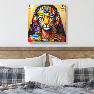 LIENZO CLEOPATRA REINA DEL NILO-LEOPARDO