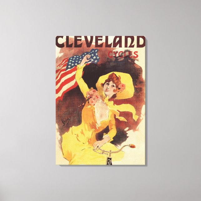 Lienzo Cleveland cicliza a Chica estadounidense en amaril (Anverso)