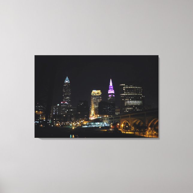 Lienzo Cleveland OH River View Purple Canvas (Anverso)
