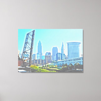 Lienzo Cleveland, Ohio BW Panels Morning Skyline