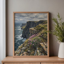 Cliffs of Moher Sea Pinks Thrift Art