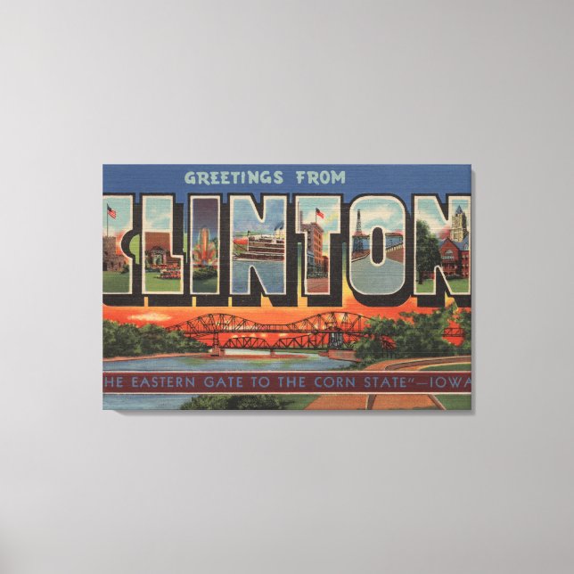 Lienzo Clinton, IowaLarge Letter Scenes Clinton, IA (Anverso)