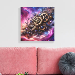 Lienzo Clockwork industrial Steampunk Purple and Pink