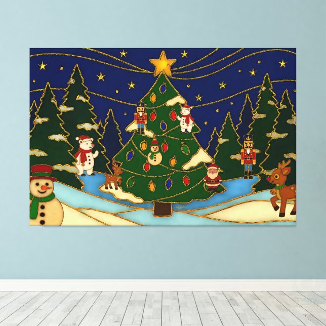 Lienzo Cloisonne Art Whimsical Forest Classic Christmas  (Insitu (piso de madera))