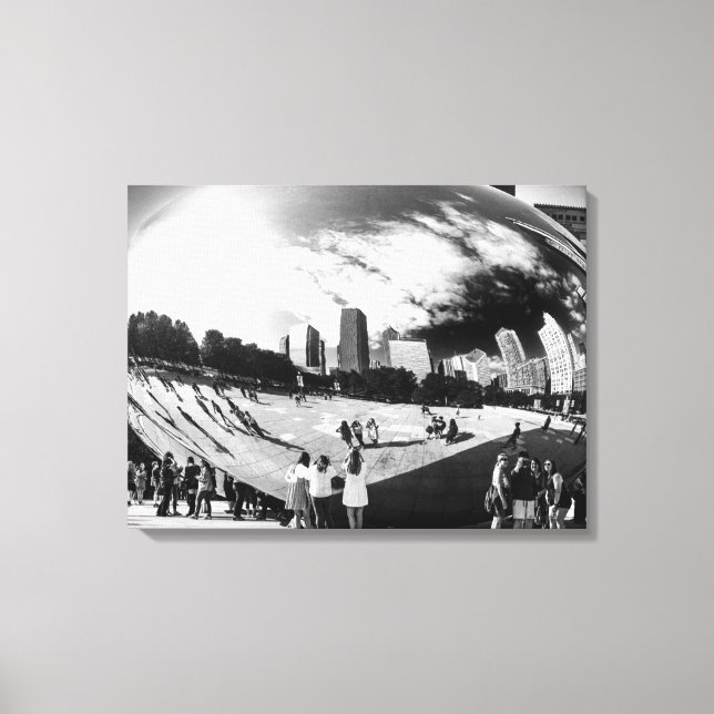 Lienzo Cloud Gate The Bean Chicago Blanco y Negro Lndscp (Anverso)