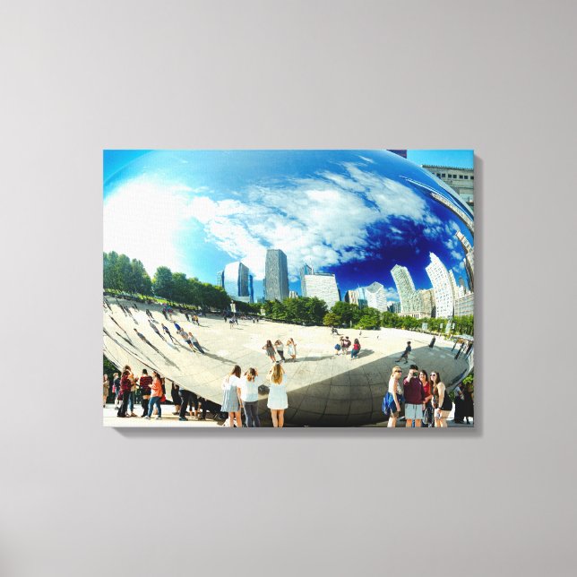 Lienzo Cloud Gate (The Bean) | Paisaje de Chicago en Colo (Anverso)