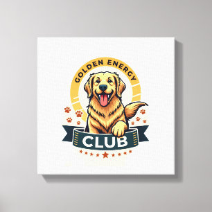 Lienzo Club de Energía Dorada Retriever Dorado Perro Vint
