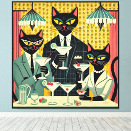 Lienzo Club Retro Futurista Black Cat Martini