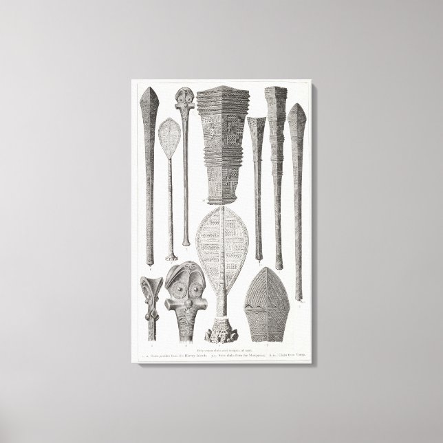 Lienzo Clubes polinesios e insignias de rango (Anverso)