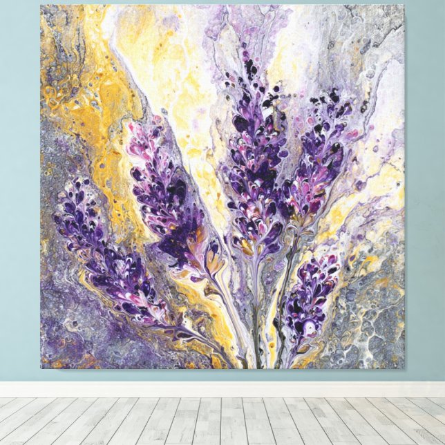 Lienzo Cluster Abstracto de Lavanda Rosa Blanco en Pared  (Insitu (piso de madera))