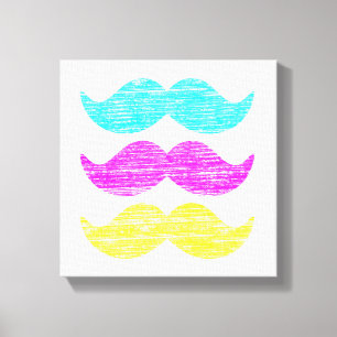 Lienzo CMY Mustaches (estilo letterpress)