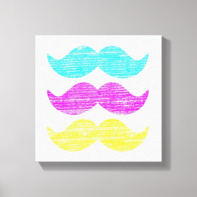 Lienzo CMY Mustaches (estilo letterpress) (Anverso)