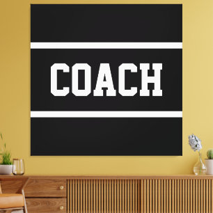 Lienzo COACH Deportivo Texto Blanco Rayas En Moderno Negr