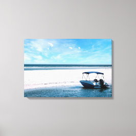 Lienzo Coastal Boat Wall Art Minimalist Ocean Blue