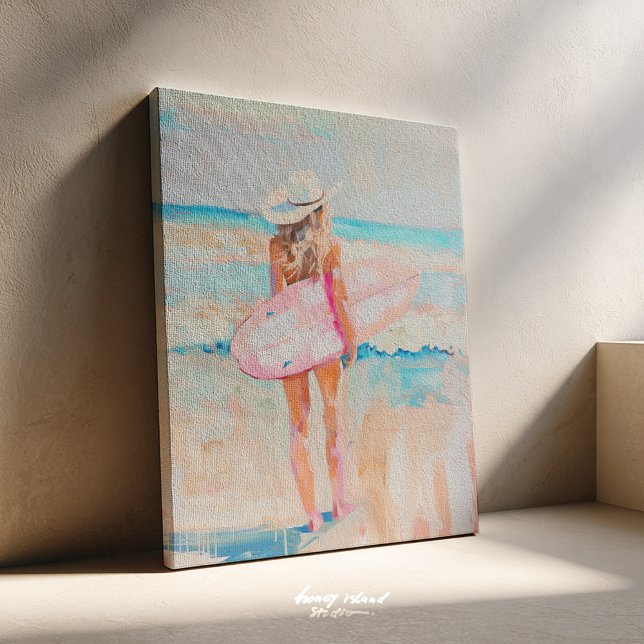Lienzo Coastal Cowgirl Surf Painting Canvas (coastal cowgirl, surf art, western decor, beach wall art, boho coastal, cowgirl chic, surf aesthetic)