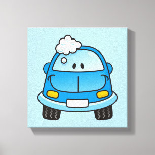 Lienzo Coche azul con burbujas