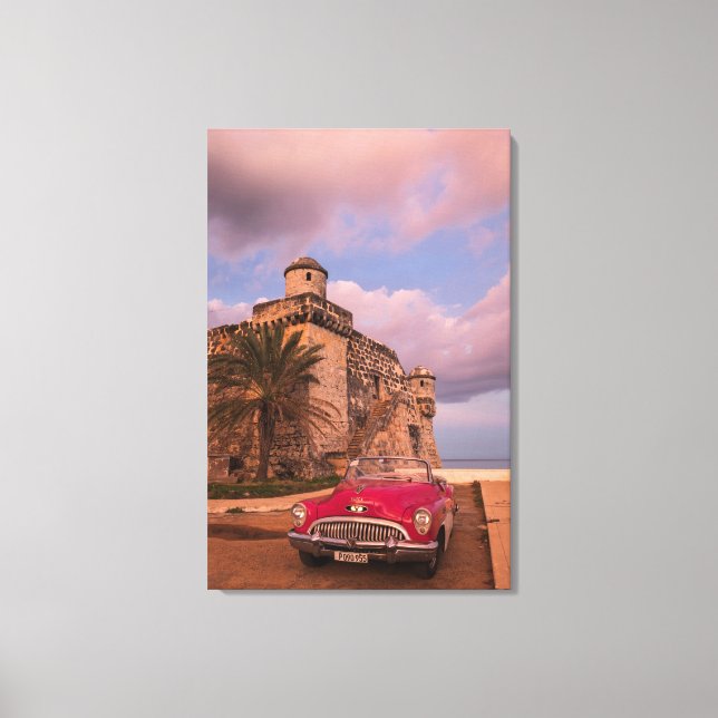 Lienzo Coche Clásico Rojo, Cuba (Anverso)