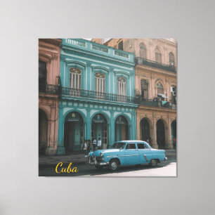 Lienzo Coche Clásico Turquesa Antiguo La Habana Cuba Colo