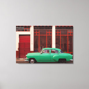 Lienzo Coche Clásico Verde, Cuba