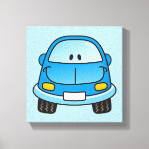 Lienzo Coche de dibujos animados azul