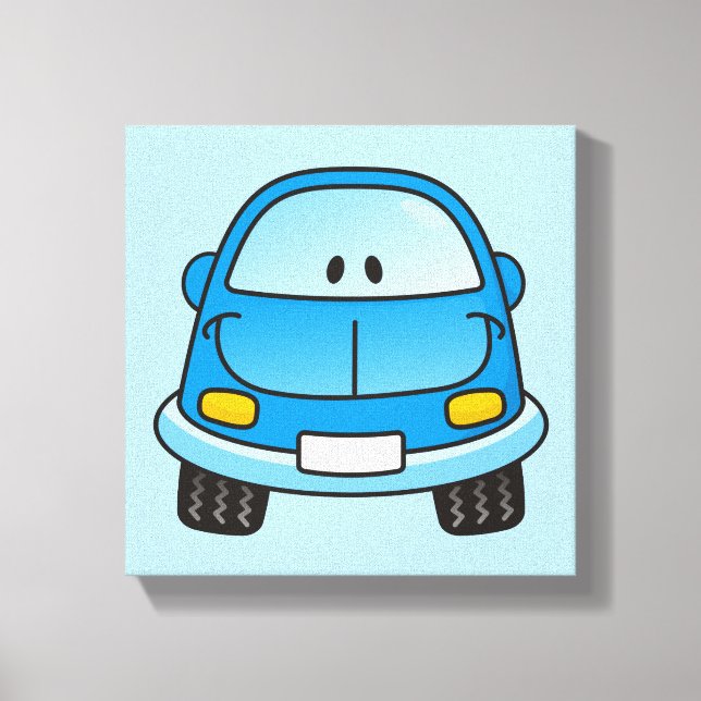 Lienzo Coche de dibujos animados azul (Anverso)