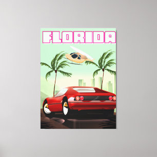 Lienzo coche deportivo retro rojo de Florida