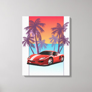 Lienzo Coche deportivo rojo vintage