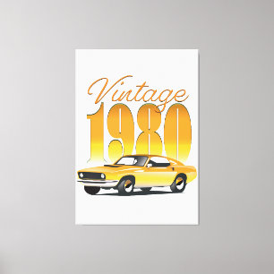 Lienzo Coche retro Vintage 1980