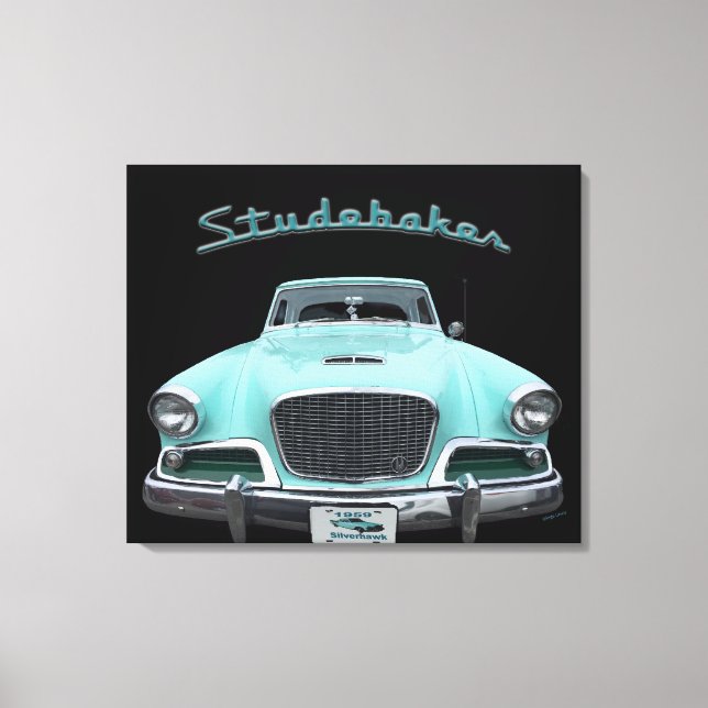 Lienzo Coche Vintage Classic Studebaker Silver Hawk 1959 (Anverso)