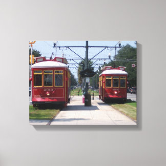Lienzo Coches rojos de la calle de Nueva Orleans