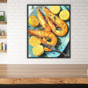 Lienzo Cocina acuática de camarón de langostino costero