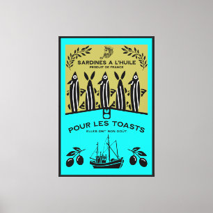 Lienzo Cocina francesa vintage de sardinas