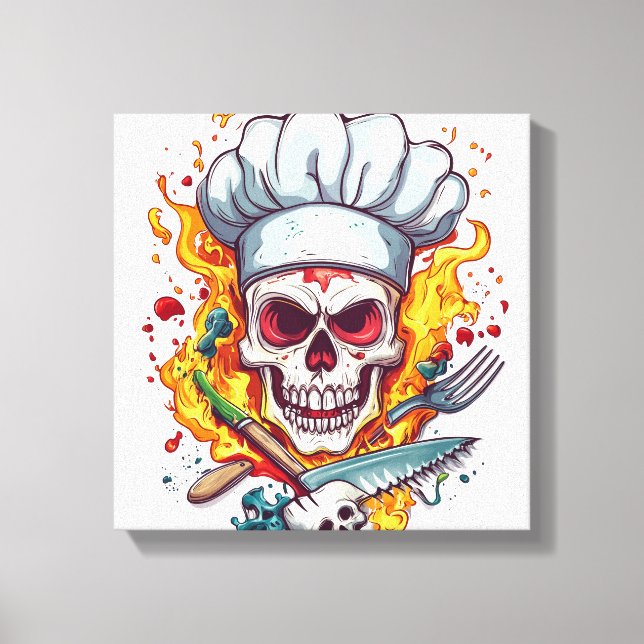 Lienzo Cocinero Cráneo Maestro de Cocina (Anverso)