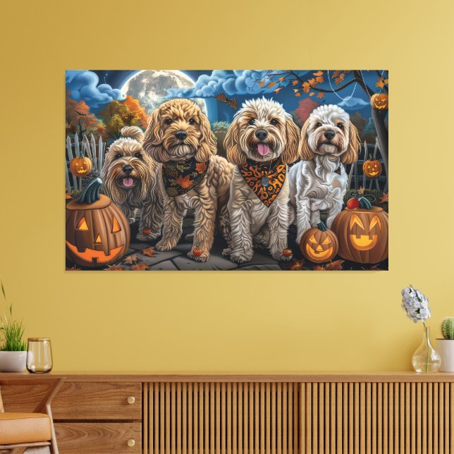 Lienzo Cockapoo Halloween Espeluznante (Insitu (Sala de estar))