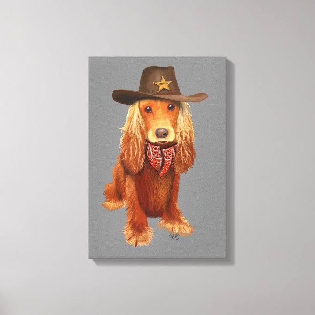 Lienzo Cocker Spaniel Cowboy (Anverso)