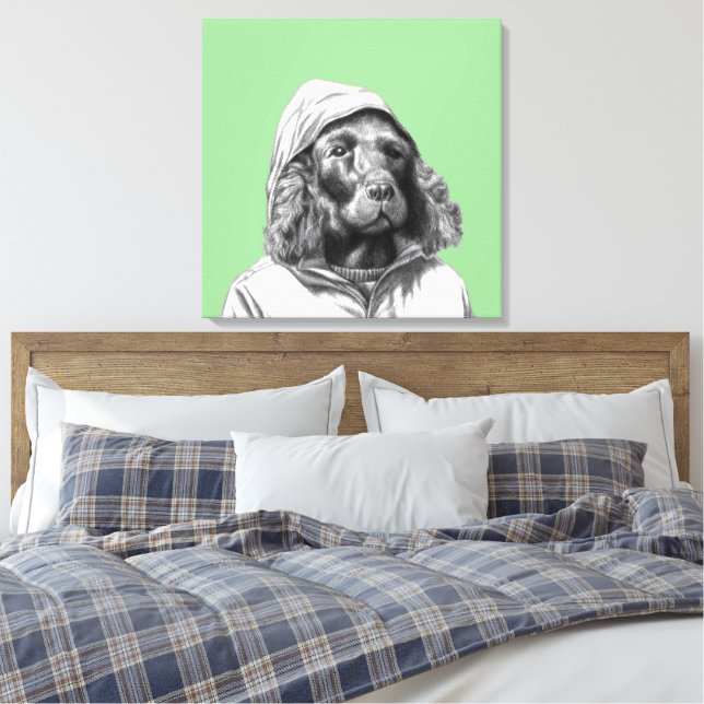 Lienzo Cocker Spaniel in Rain Coat (Moegi) (Insitu(Dormitorio))