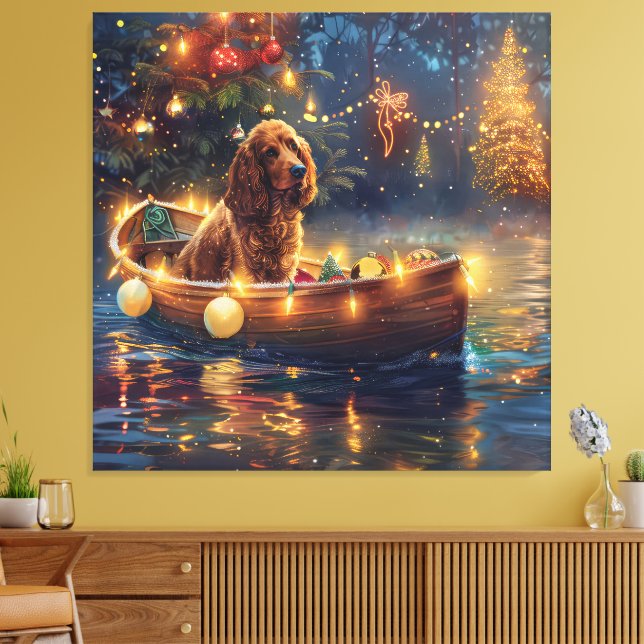 Lienzo Cocker Spaniel Viaje Festivo de Navidad (Insitu (Sala de estar))
