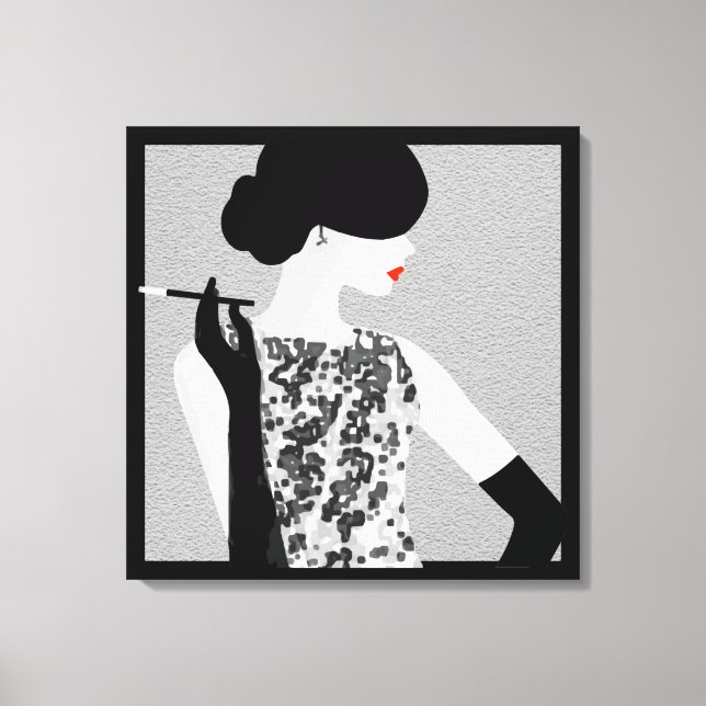 Lienzo Cocktail Soiree Moda Silhouette Wall Art (Anverso)