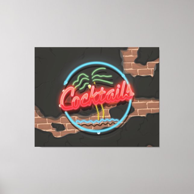 Lienzo Cocktails Nightclub Neon (Anverso)