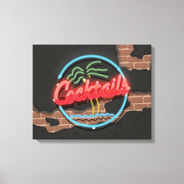 Lienzo Cocktails Nightclub Neon (Anverso)