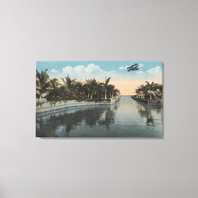Lienzo Cocoanut Grove, FL - Canal Curtis James Estate (Anverso)
