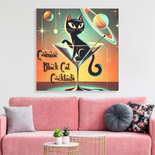 Lienzo Cócteles Cósmicos Futuristas Atómicos de Gato Negr