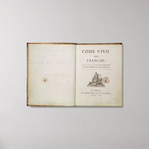 Lienzo Código Civil, abierto en la página de título, 1804