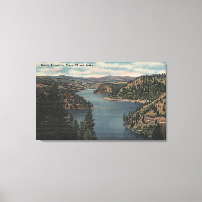 Lienzo Coeur d'Alene, ID - Vista de la Bahía de Belleza (Anverso)