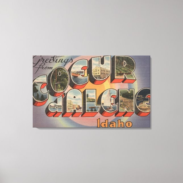 Lienzo Coeur d'Alene, Idaho - Escenas de letras grandes (Anverso)