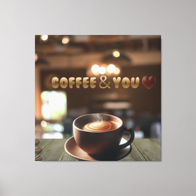 Lienzo Coffee & You – Cozy Café Canvas Wall Art Romantic (Anverso)